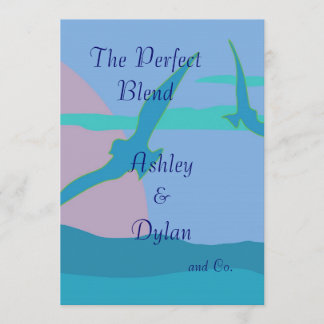 Blå havsparadistema Blandad familj Bröllop Inbjudningar