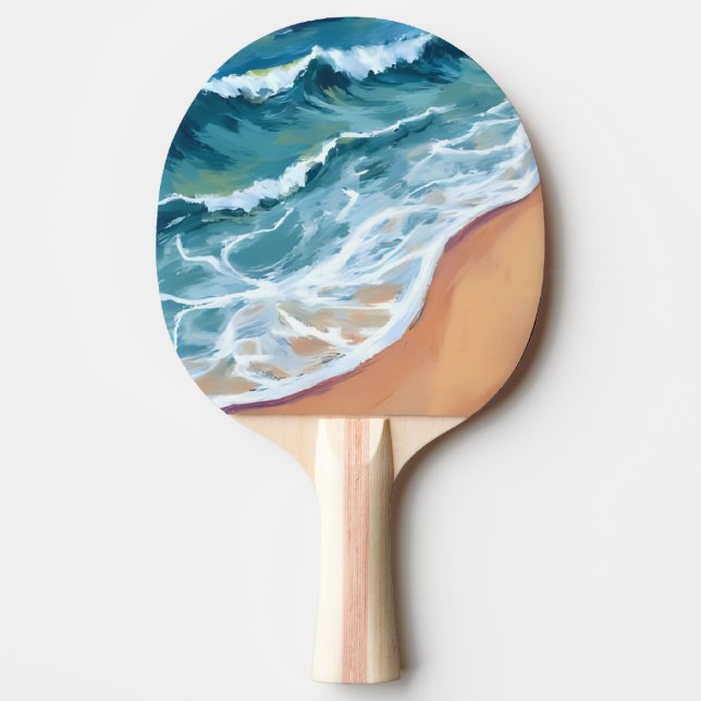 Blå Havsvågor Akvarell Pingisracket (Framsidan)