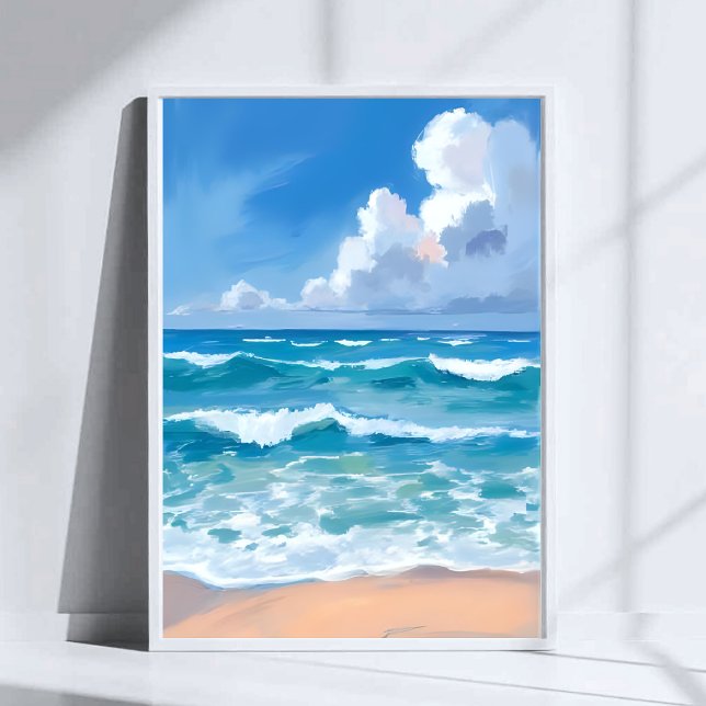 Blå Havsvågor | Strand Hav Akvarell  Poster (Skapare uppladdad)