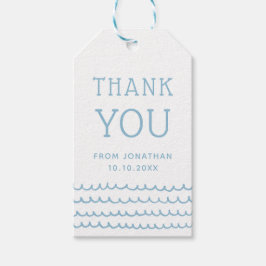 Blå Havsvågor | Tack för födelsedagspresenten Baby Presentetikett