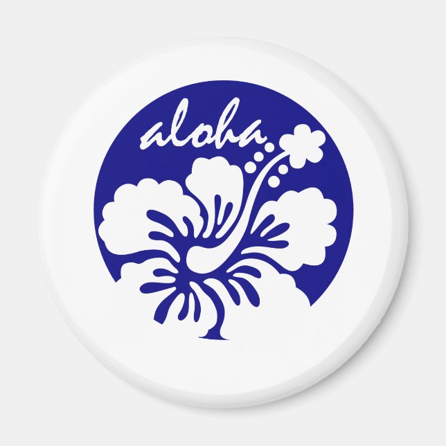 Blå Hawaii-blomma Magnet (Framsidan)