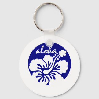 Blå Hawaii-blomma Nyckelring