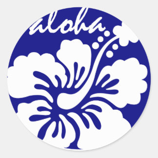Blå Hawaii-blomma Runt Klistermärke