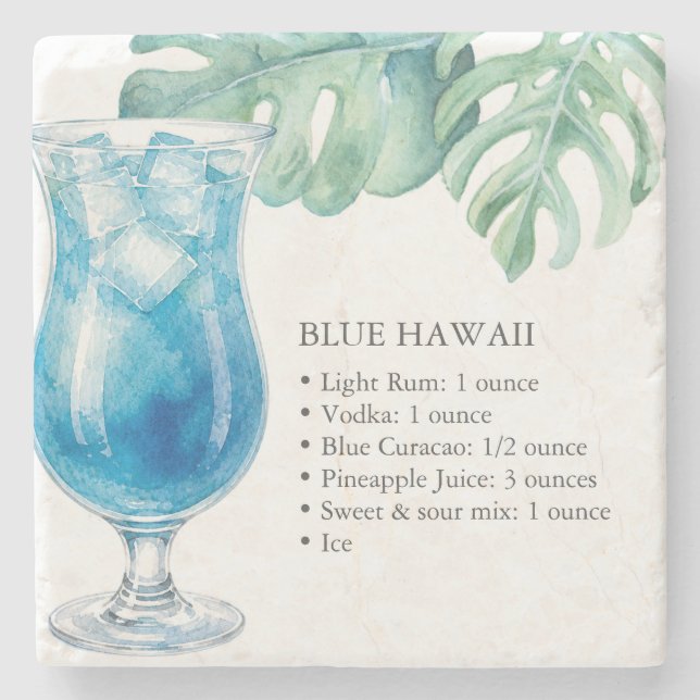 Blå Hawaii recept dryck spritunderlägg Stenunderlägg (Framsidan)