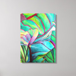 Blå Hawaii Tropical löv foliage art Canvastryck