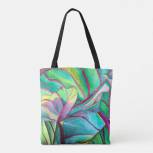 Blå Hawaii Tropical löv foliage art Tygkasse