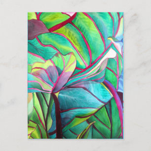 Blå Hawaii Tropical löv foliage art Vykort