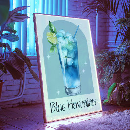 Blå hawaiian Art Print | Pub Decor Cocktail Poster