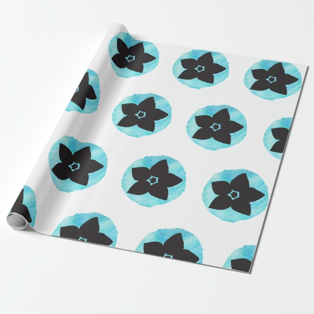 Blå Hawaiianska blomman Mönster Presentpapper (Utrullad)