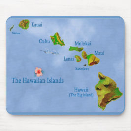Blå Hawaiianska ön karta mousepad Musmatta