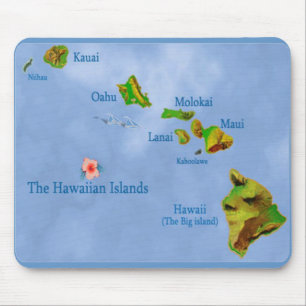 Blå Hawaiianska ön karta mousepad Musmatta