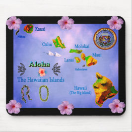 Blå Hawaiianska ön karta mousepad Musmatta
