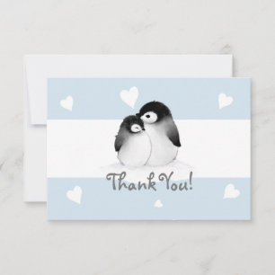 Blå Heart Penguin Tackkort-kort Anteckningskort