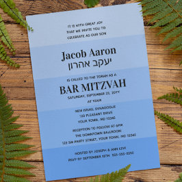 Blå hebreiska Namn Pub Mitzvah-inbjudan Inbjudningar