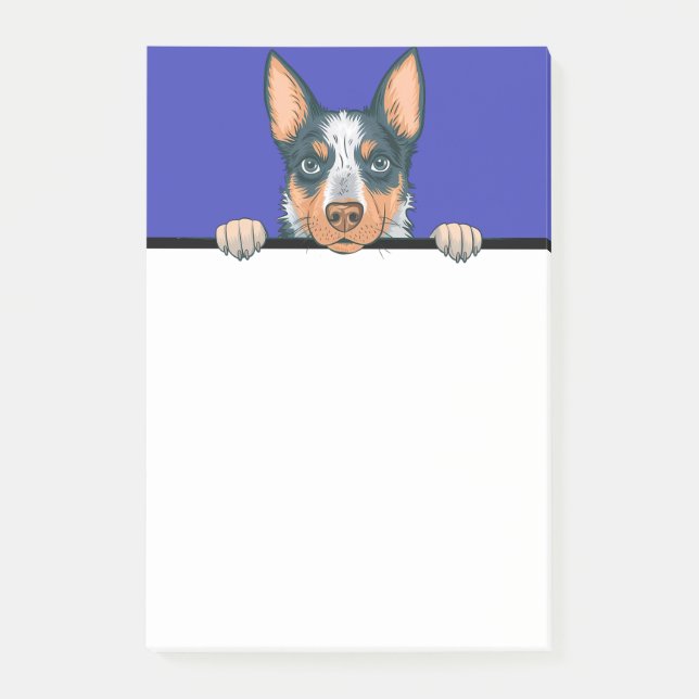 Blå Heeler Australian Cattle Dog-presenter för hun Post-it Block (Framsida)