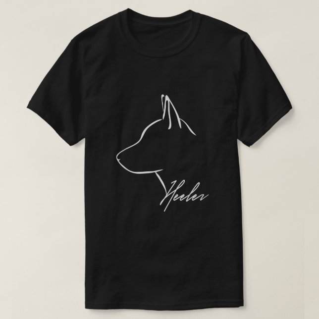 Blå Heeler Cattle Hund-profil hund älskare-gåva hu T Shirt (Design framsida)