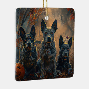 Blå Heeler Halloween Natt Doggy Delight Julgransprydnad Keramik