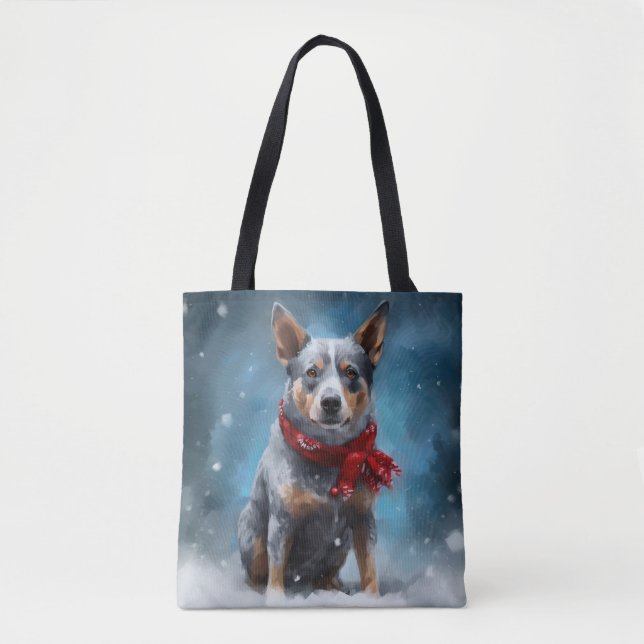 Blå Heeler Hund i Snö Jul  Tygkasse (Framsida)