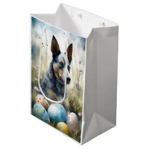 Blå Heeler Hund med Påskägg Semester