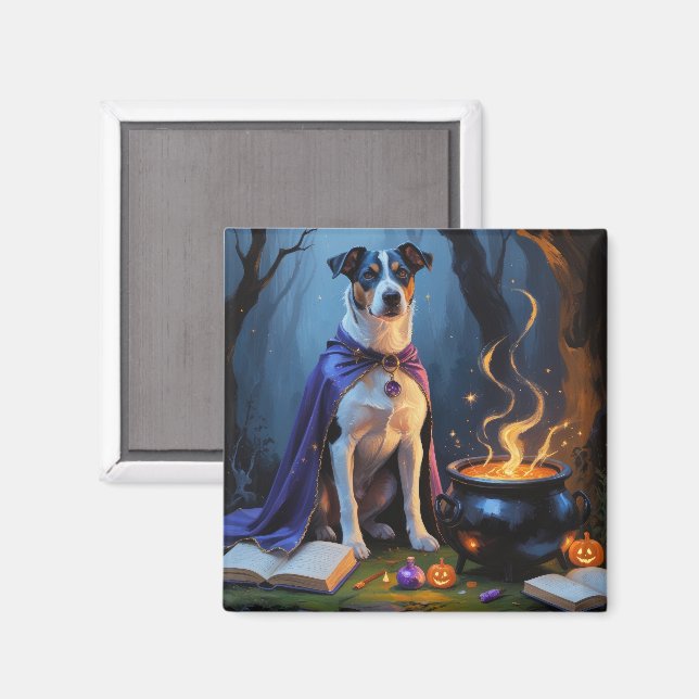 Blå Heeler Hund Whimsical Halloween-målning Magnet (Front/Back)