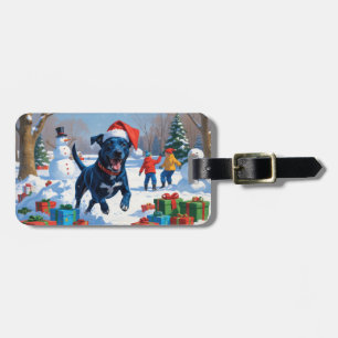 Blå Heeler Jul Festiv Snö Scen Bagagebricka