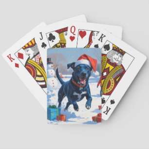 Blå Heeler Jul Festiv Snö Scen Casinokort