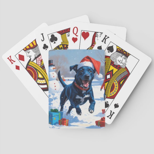 Blå Heeler Jul Festiv Snö Scen Casinokort (Baksidan)