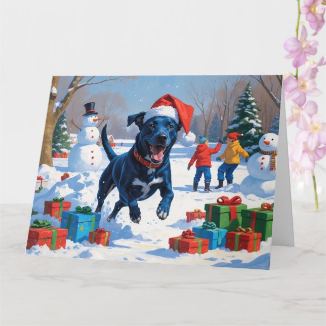 Blå Heeler Jul Festiv Snö Scen Kort (Orkide)