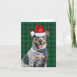 Blå Heeler-julens Hund Grönt Play-jul Helgkort