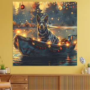 Blå Heeler-julfesten - resa Canvastryck