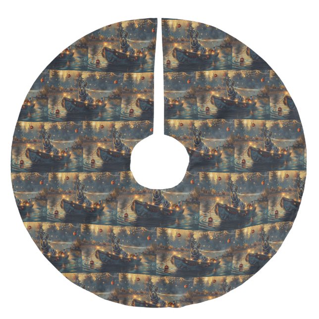 Blå Heeler-julfesten - resa Julgransmatta Borstad Polyester (Framsidan)