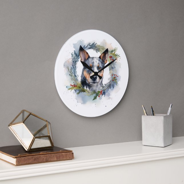 Blå Heeler-julfransens andedräkt Festive Valp Stor Klocka (Kontor)