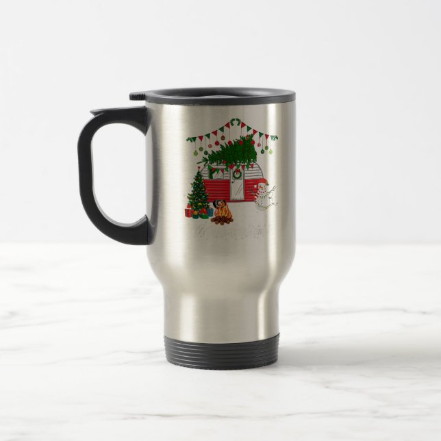 Blå Heeler med julsötare - Merry Christm Resemugg (Vänster)