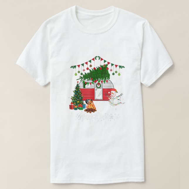 Blå Heeler med julsötare - Merry Christm T Shirt (Design framsida)