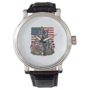 Blå Heeler Patriotiskt Minnesmärke Vintage Gravyr  Armbandsur