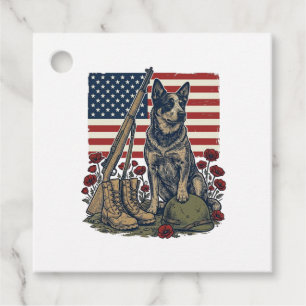 Blå Heeler Patriotiskt Minnesmärke Vintage Gravyr  Gåvor Etiketter