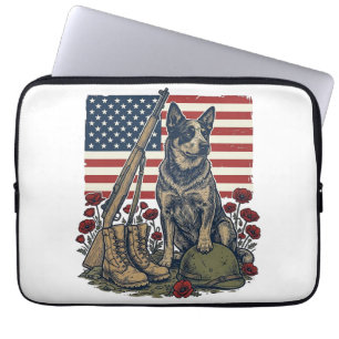 Blå Heeler Patriotiskt Minnesmärke Vintage Gravyr  Laptop Fodral