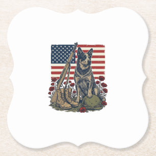 Blå Heeler Patriotiskt Minnesmärke Vintage Gravyr  Underlägg Papper