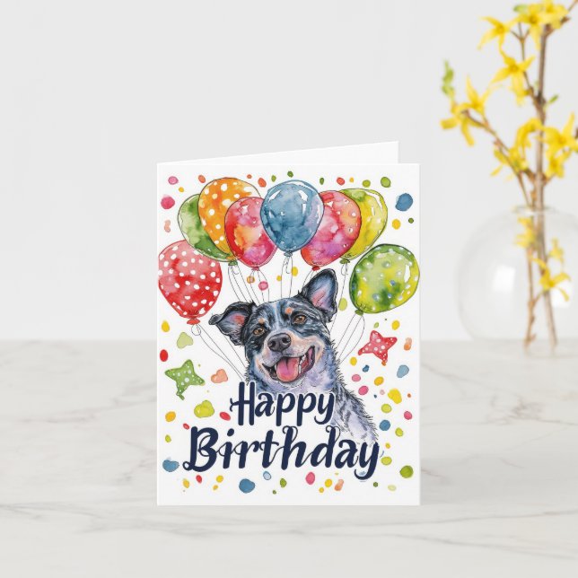 Blå Heeler Viket Greeting Card Kort (Gul blomma)