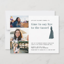 Blå | Hej till Tassel Studenten Photo Party Inbjudningar