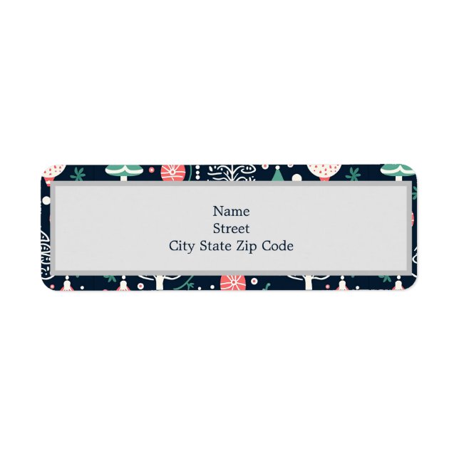 Blå Helgdag Skriv ut jul Returadress Etikett (Framsidan)