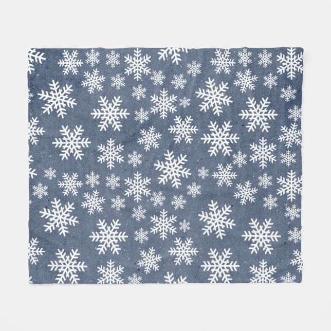 Blå Helgdag-vinter-Mönster Fleecefilt (Framsidan (Horisontell))