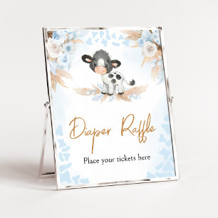 Blå Heliga Kow Baby Shower Raffle Poster