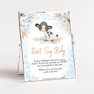 Blå Heliga Kow Baby Shower Säg inte Baby Poster