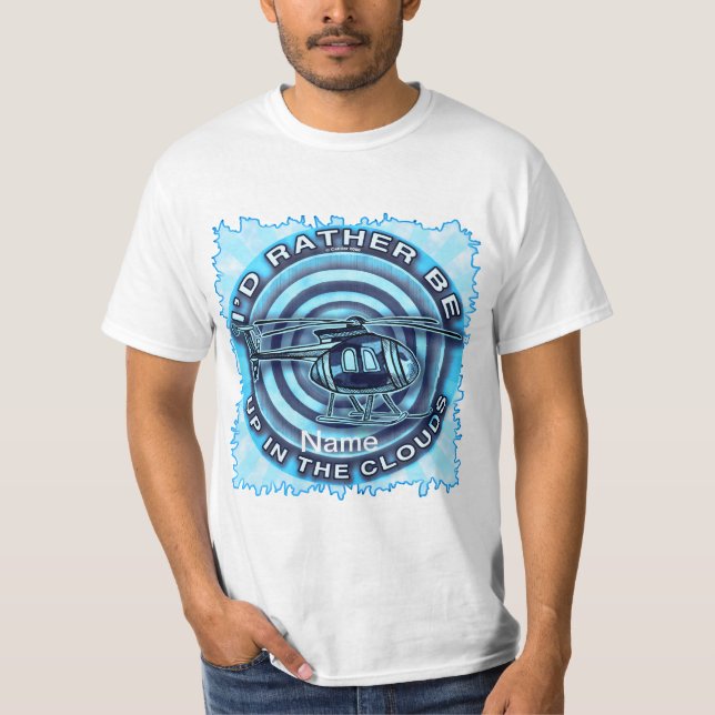 Blå helikopter för moln t shirt (Framsida)