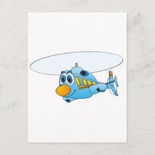 Blå helikopterTecknad Vykort