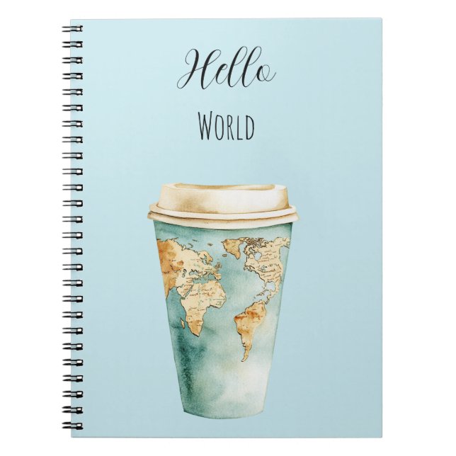 Blå Hello World Kaffe Kopp Anteckningsbok (Framsidan)