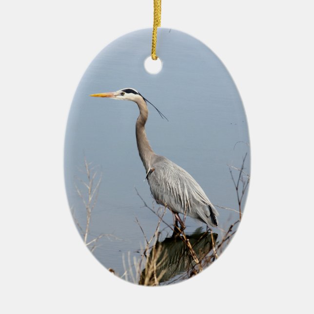 Blå Heron Ceramic jul Ornament (Framsidan)