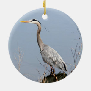 Blå Heron Julgransprydnad Keramik