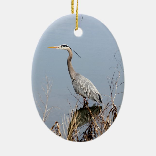 Blå Heron Julgransprydnad Keramik (Baksidan)